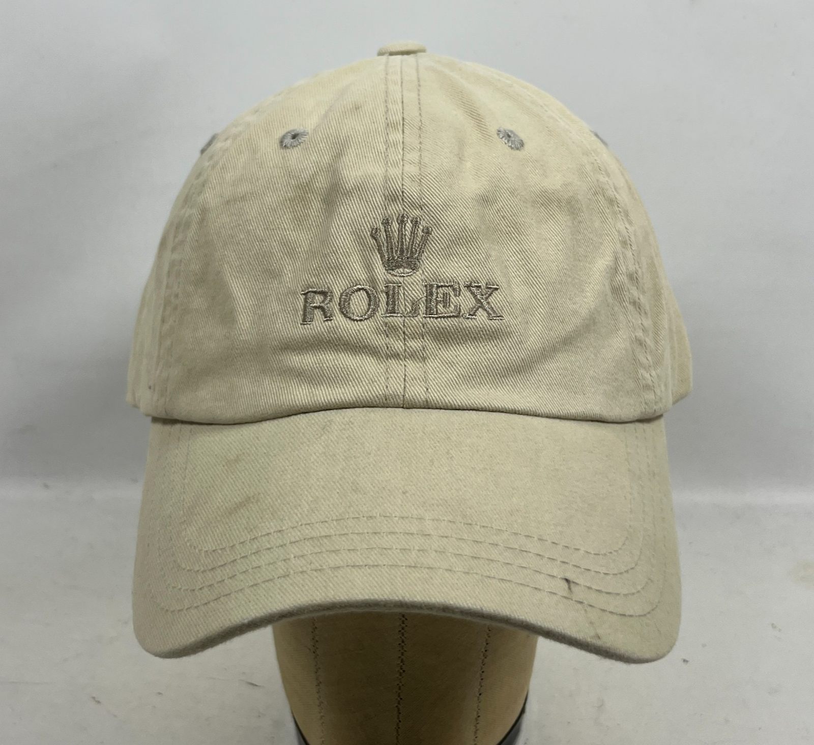Rolex Hat Adult Os Crown Logo Golf Baseball Cap Strapback Twill Cotton Beige
